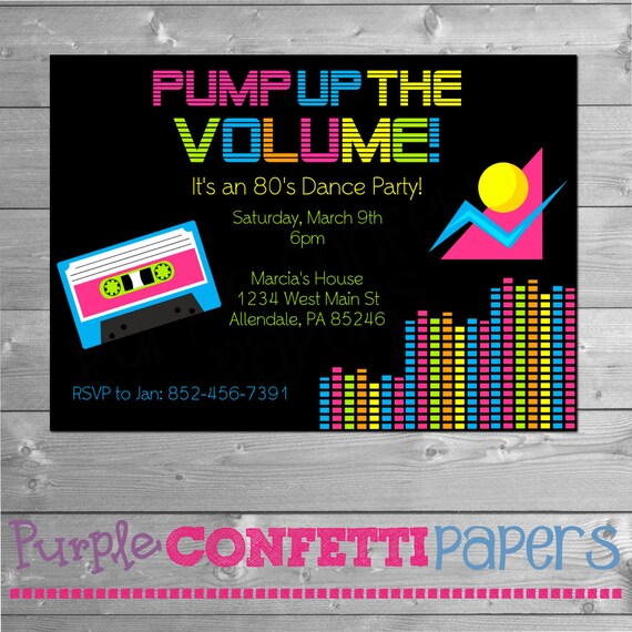 80's Dance Party, 80's Birthday Party Invitation, 1980's, Pump up the