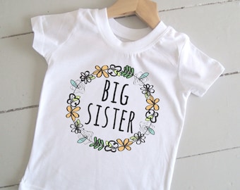 Big Sister Shirt, Big Sister Announcement, Big Sister Tshirt, New Sister Outfit, Pregnancy Announcement, Birth Announcement, Floral Top.