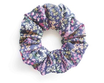 BLUE and FLORAL. Hair Scrunchy or Scrunchie. Blue Floral Hair Scrunchies. Hair Accessories. Retro Accessory