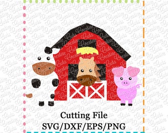 EXCLUSIVE Barn with Animals svg cutting file, farm animals svg, horse svg, cow svg, pig svg, barn svg, farm svg, LIMITED commercial use