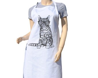 Kitchen Apron - Baking Apron - Cute Apron - Womens Apron - Cat Apron - Teacher Gift Ideas - Gifts for Mom - Birthday Gift Idea