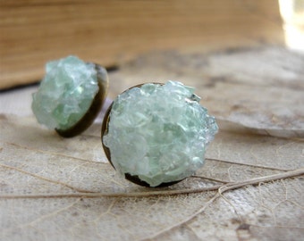 Stud earrings Green earrings Stone studs Gift for her Fluorite earrings Gift idea Stone earrings Gift for women Green fluorite Gift under