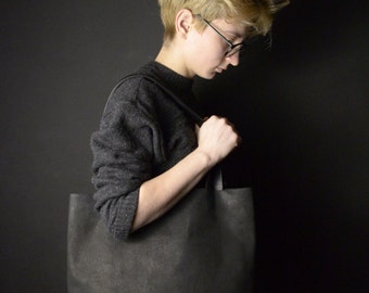 Tote bag Leather tote Leather handbag Leather bag Back tote bag Black leather tote Black leather handbag Black leather bag Handmade bag