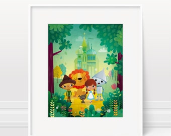 Wizard of Oz nursery wall art print - kids room decor, new baby gift, children's art, kids illustration