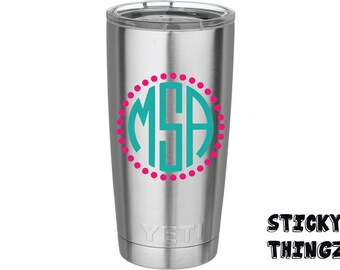 Yeti Custom Decal, Monogram Decal, Yeti Monogram Decal, Monogram, Custom Decal, Car Decal, Colster, Tumbler, Rambler, RTIC, Mug, Yeti