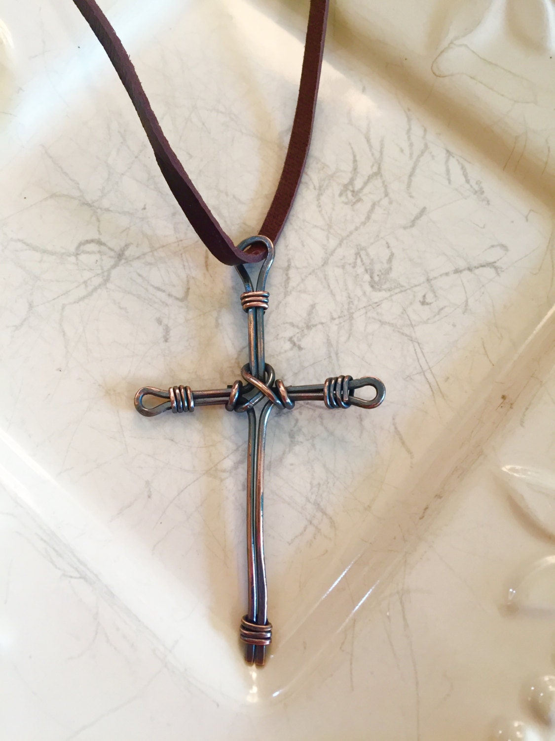 Copper Handmade Wire Cross Pendant Necklace by DebraJoyDesign