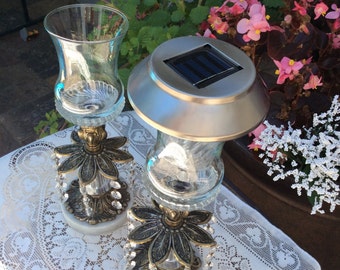 Solar lamp candle holder, outdoor decor, Wedding table centerpiece, Mother's Day, solar lights, solar lamp, wedding centerpiece
