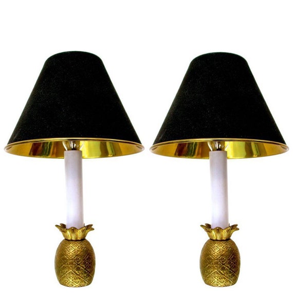 Vintage Brass Pineapple Lamp & Brass Shade by ELECTRICmarigold