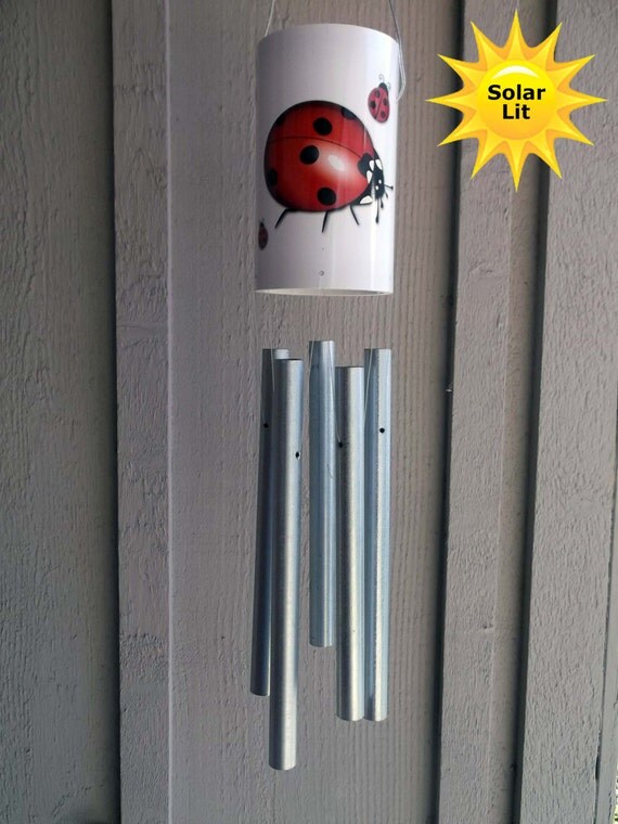 Lady Bug Yard Art PVC Wind Chime with Solar Light