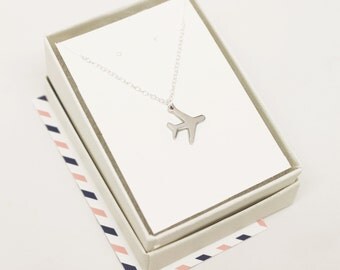Silver Airplane Necklace, Gift For Traveler, Plane Necklace, Pilot Necklace, World Traveler, Wanderlust Jewelry, Jet, Airplane jewelry
