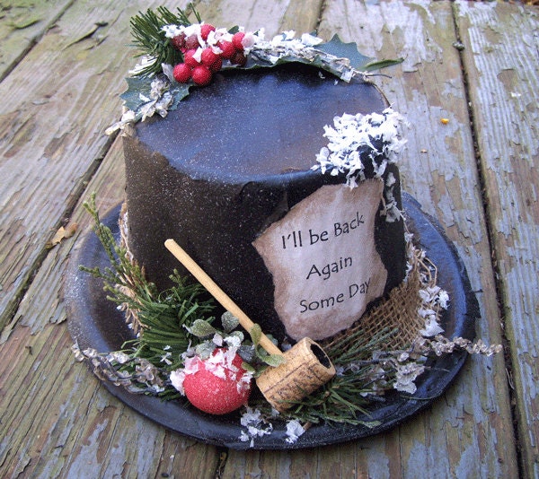 SNOWMAN HAT Tree Topper FROSTY Snow Man Primitive Traditional