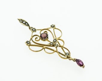 Antique Ruby And Seed Pearl pendant SKU773