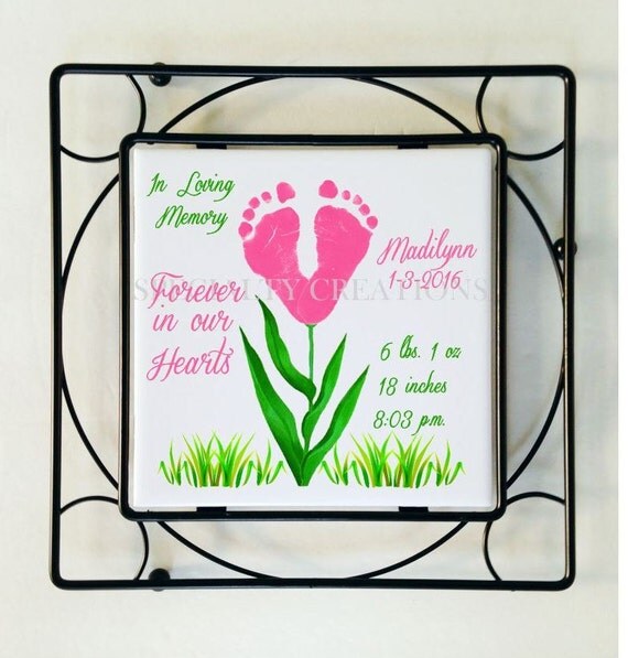 In Loving Memory Baby Footprints Flower by SpecialtyCreations4U