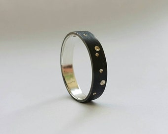 Night Sky Oxidised Sterling Silver Ring