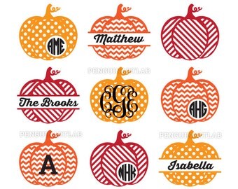 Patterned Pumpkins SVG Monogram Pack - Halloween Design Cut Files for Cutting Machines - Cricut, Silhouette, Graphtec, DXF, PNG, Studio3