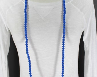 super extra long beaded necklace 44" long double wrap strand Brown Black White Red Clear Blue