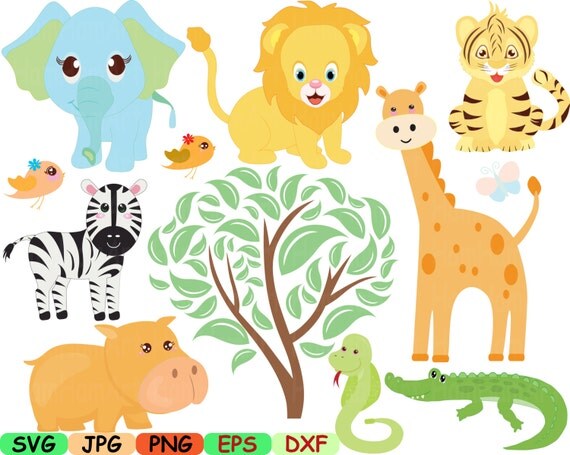 Download Zoo Jungle Animals Digital Clip Art SVG Graphic Personal