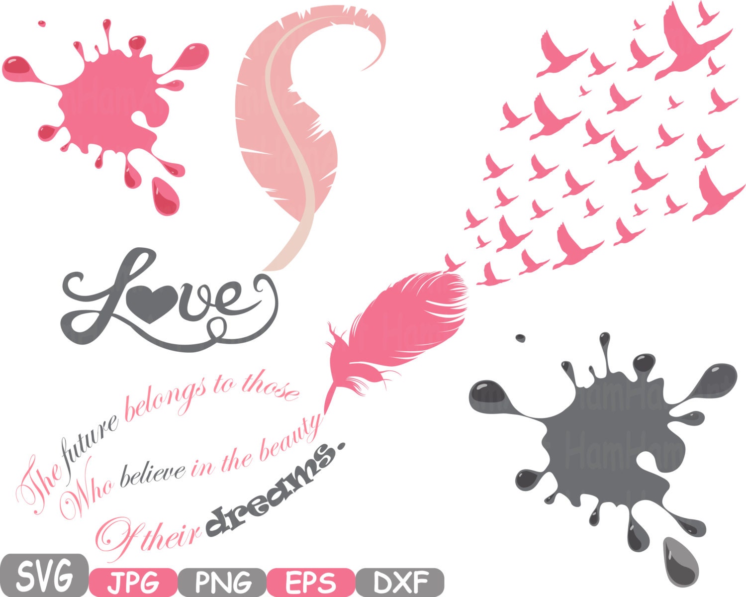 Download Feathers Dream Love Word Art SVG Cutting file SVG ClipArt