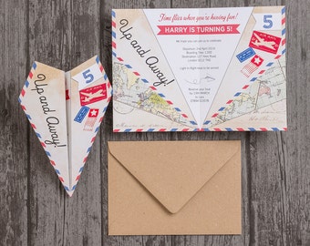 Paper Airplane Birthday Party Invitation