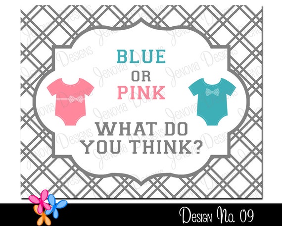 Items similar to Gender Reveal Printable Party Sign - Blue or Pink ...