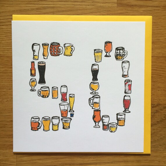 50th fifty birthday card men /male drinking by aRayOfSunshineCards