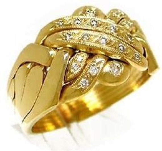 18k tricolored solid gold 8 band puzzle ring