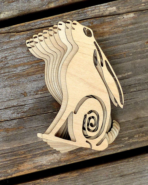 10x Wooden Hare Sitting Celtic Degsin Craft Shapes 3mm Plywood