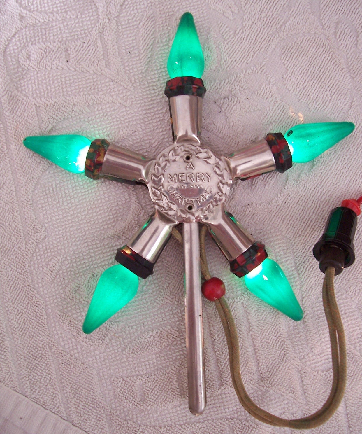 Vintage NOMA Christmas Lights MERRY CHRISTMAS Tree Top Star