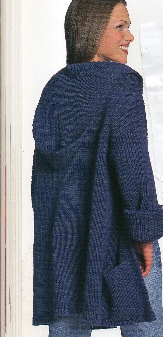 Hooded Long Jacket Knitting Pattern Cashmere Silk Long ...