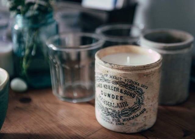 Soy Wax Candle in Vintage Marmalade Jar