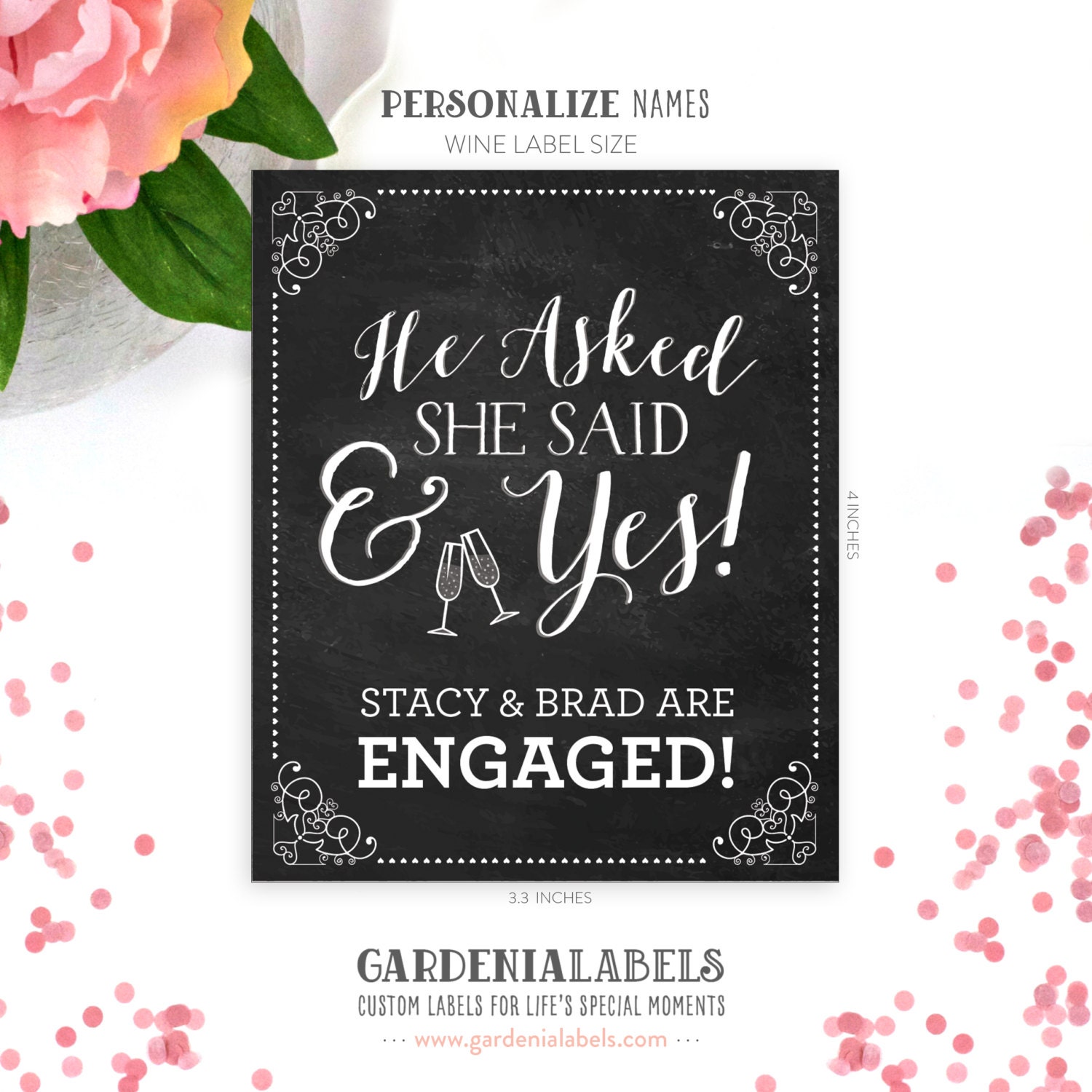 He Asked She Said Yes Engagement Label Congratulations to
