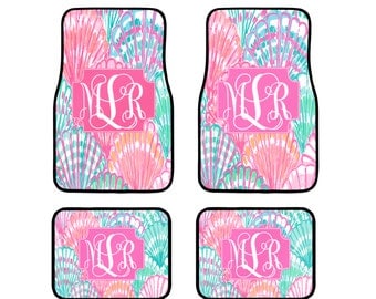Monogrammed Car Floor Mats, Lilly Inspired Car Floor Mats, Personalized Vehicle Floor Mats, Monogram Front Car Mat, Monogram Back Car Mat
