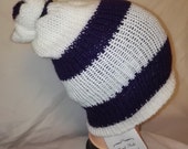 RETRO  white purple colour mix Handmade beanie hat double knit extra thick ski snowboard garden one size unisex wool #retro #gift