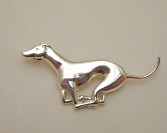 Running Greyhound Brooch in Sterling Silver
