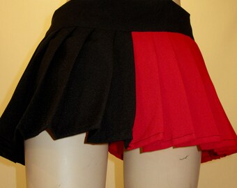 Micro Mini Sexy Pleated Harley Quinn Pleated Skirt Red and Black Cosplay~Halloween Harley Quinn skirt Costume skirts~Custom make @sohoskirts