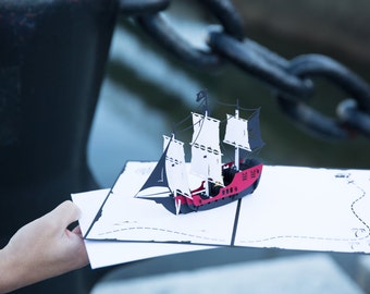 Pirate Ship Pop Up Birthday Card, Talk Like a Pirate Day Gift, Pop Up Pirate Ship Greeting Card, Pirate Theme Birthday, Pirate Gift, Lovepop