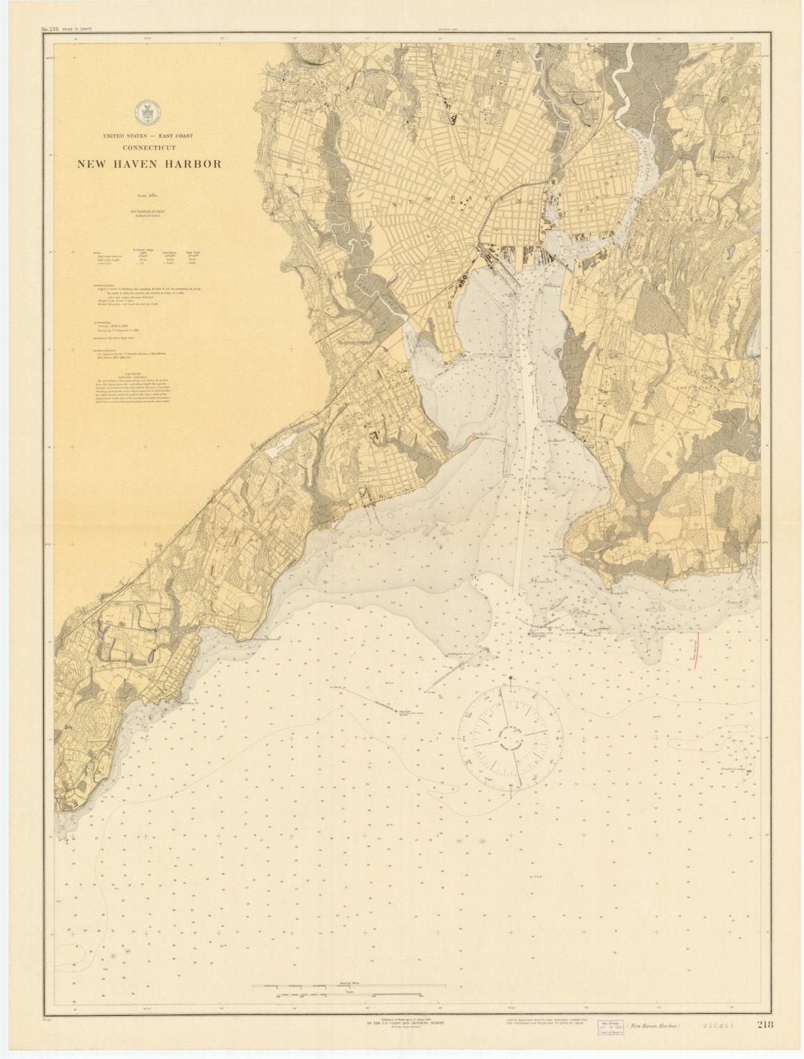 New Haven Harbor Map 1925