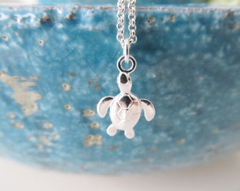 Sterling silver turtle necklace, turtle necklace, silver necklace (last one!)