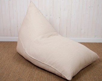 Wool-Filled Bean Bag Chair / Removable Sailcloth Cover + Inner Cotton Lining + 100% Pure New Wool Filling / Custom sizes on request