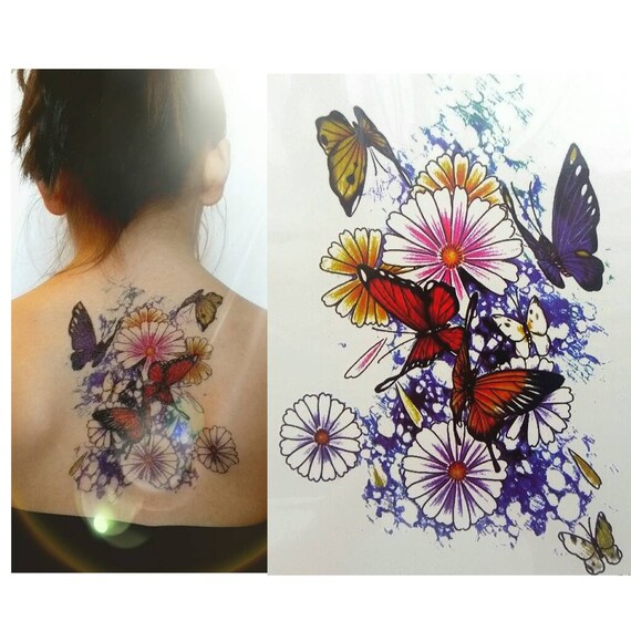 Butterfly Large Temporary Tattoo Stickers Removable Vintage