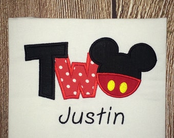 Red and Black Mickey Mouse Birthday Outfit - 2nd Birthday Shirt - Custom Birthday Shirt