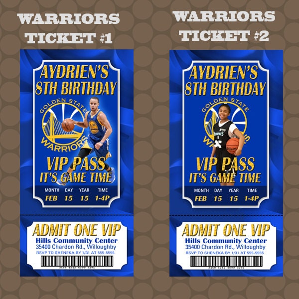 Golden State Warriors Basketball Birthday Party Ticket Golden State Warriors Basketball Birthday Party Ticket