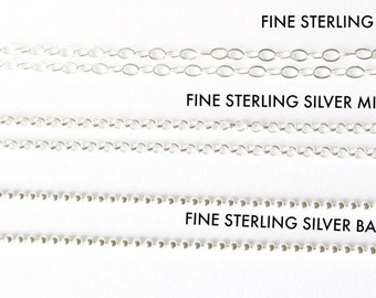 Sterling Silver Chain Necklace Silver Chains Gifts for Women Child Necklace Jewelry Cable Chain, Rolo Chain, Ball Bead Chain, Rope Chain