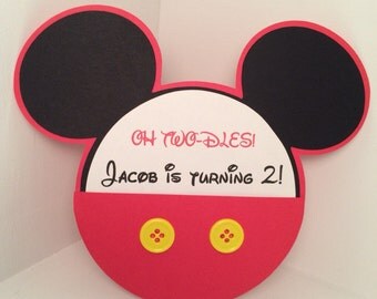 Mickey Mouse birthday invitation with envelope