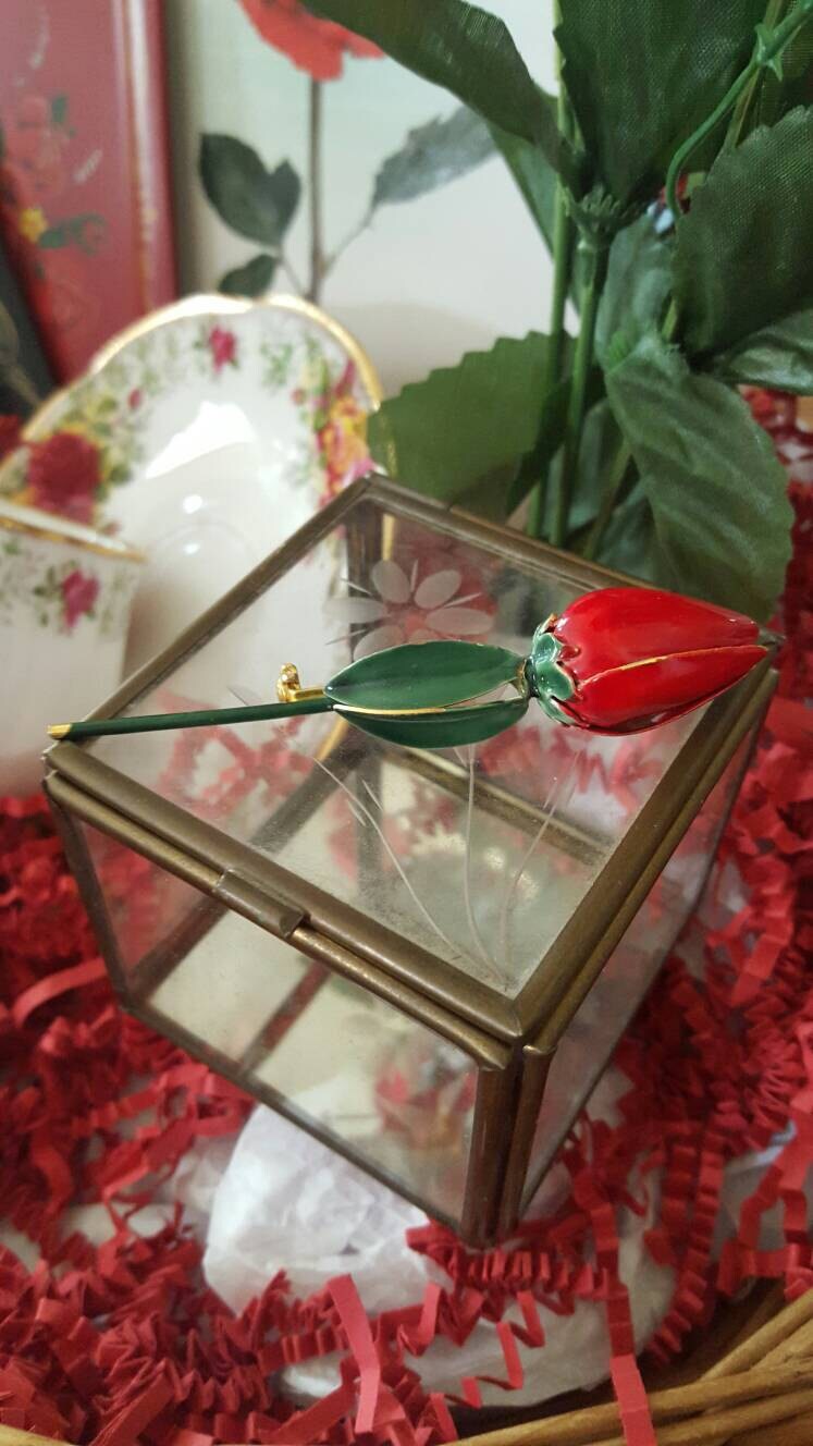 Vintage gift basket for her featuring Red by DauphinTimeCapsule