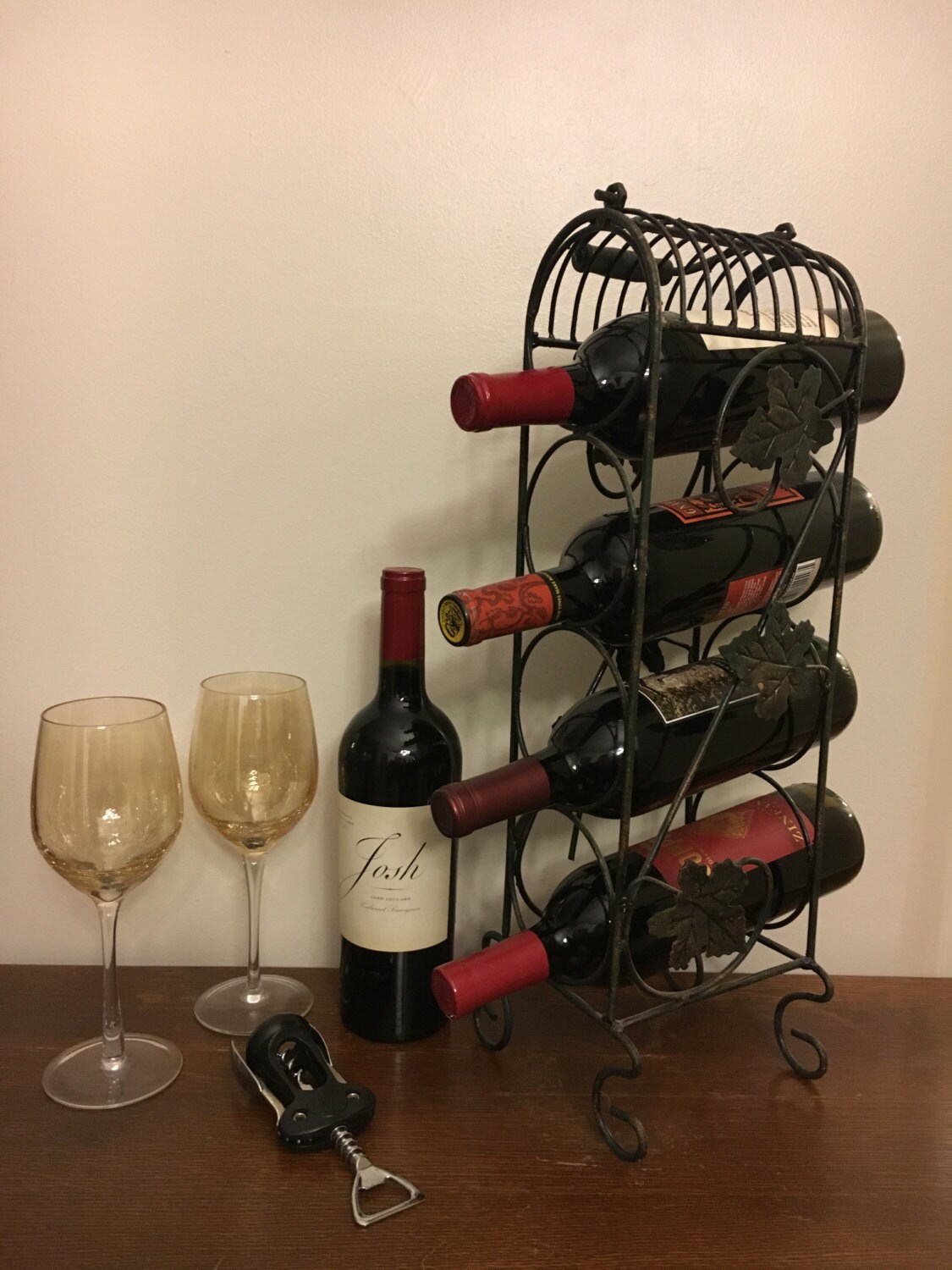 4 bottle metal wine rack