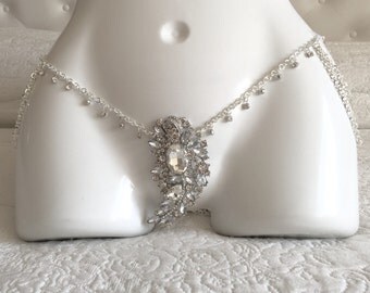 Crotchless panties, sexy g string, rhinestone crystal underwear