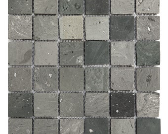 12" X 12" Sheet / 36 Pcs. of 2" X 2" Handcrafted Unglazed Terracotta Decorative Mosaic Tiles - Terra Kerry Square Mosaic - FREE SHIPPING
