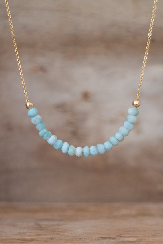 Larimar Necklace Natural Dominican Larimar Beaded Necklace in