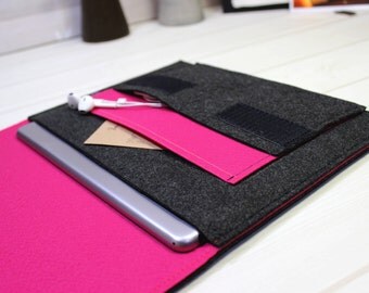 6 inch tablet case, 8 inch tablet sleeve, iPad Mini Sleeve, iPad mini 4 case, iPad felt sleeve, modern iPad case, hot pink iPad sleeve